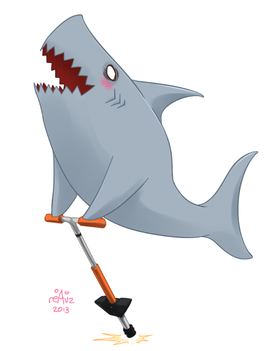 Shark on a pogo stick