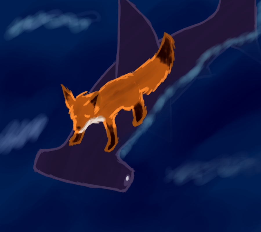 Fox riding shark